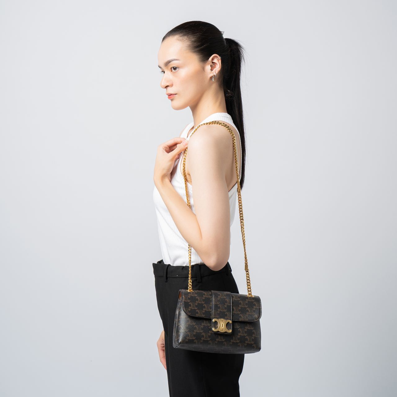 Celine Teen Victoire Bag Triomphe Canvas Tan – voilà.id