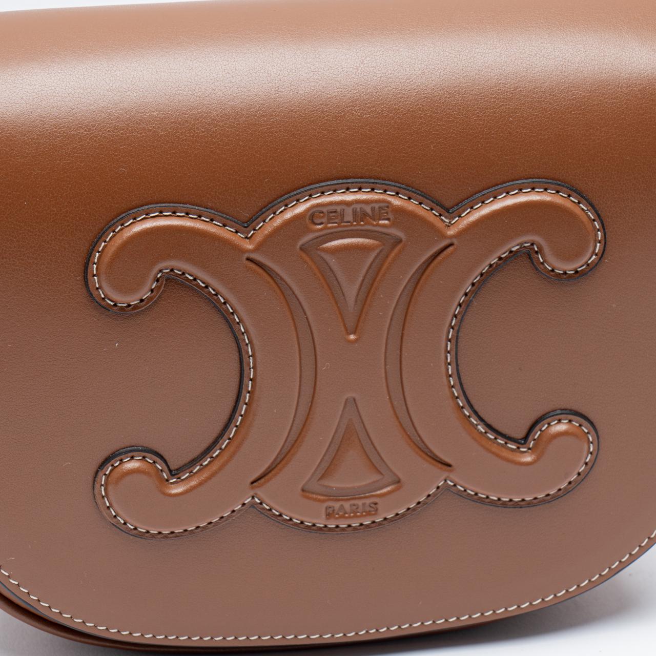 Celine Folco Cuir Triomphe Smooth Calfskin Tan –