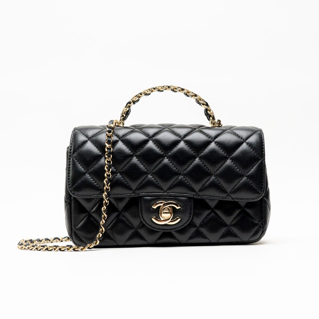 Grained Calfskin Mini Flap Bag With Top Handle Chanel Small Top
