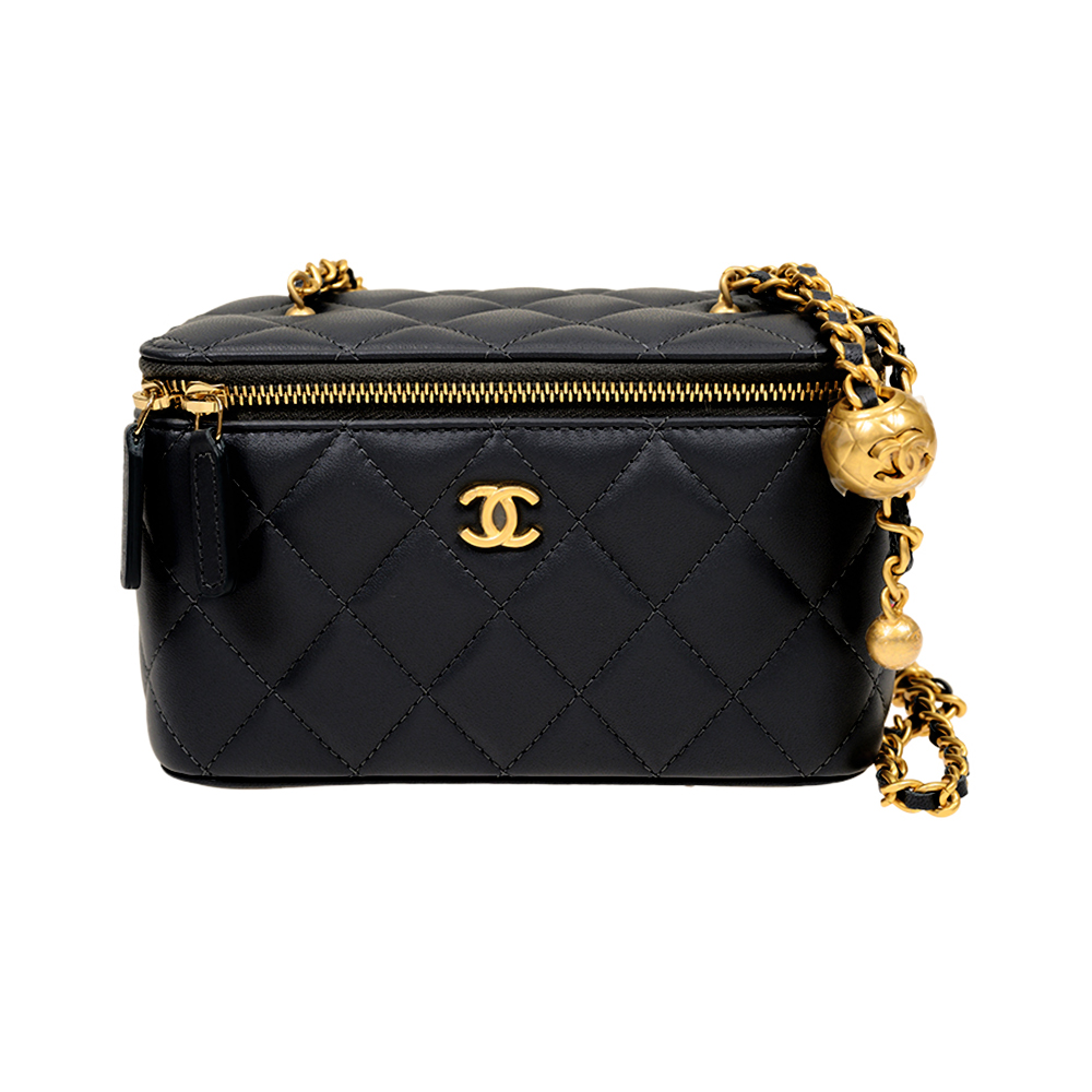 Chanel Classic Small Vanity Case with Pearl Crush Black Lambskin