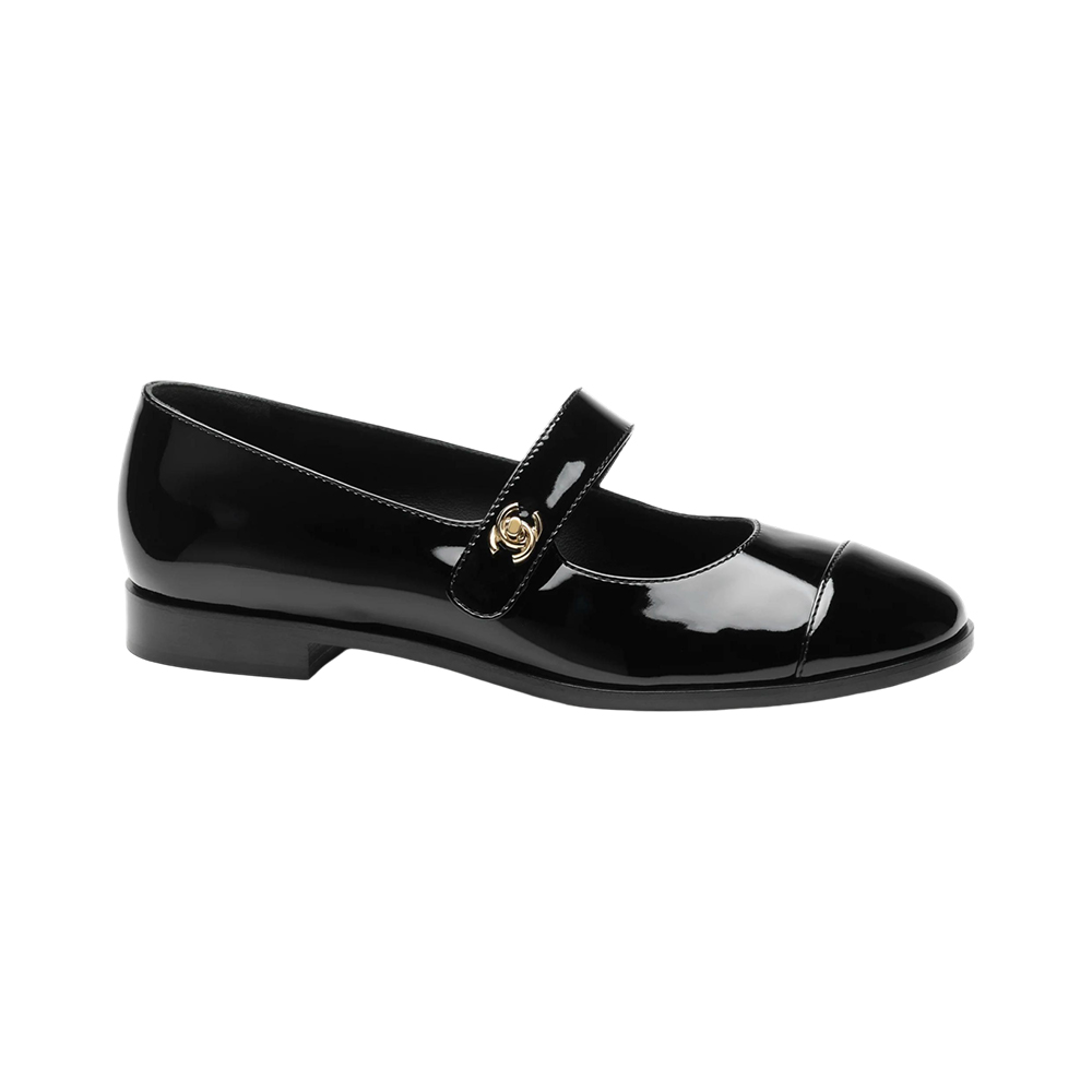 Chanel Logo Metal Patent Leather Mary Jane Black – voilà.id