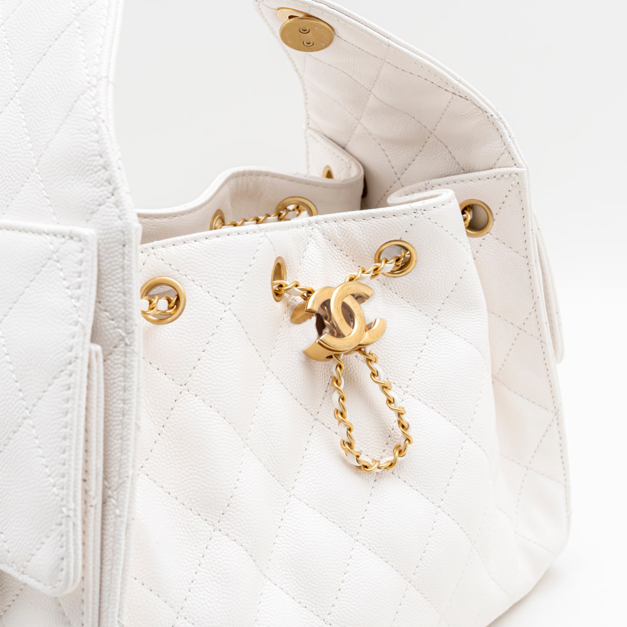 Chanel C25 Small Handbag Caviar Leather White Ghw – voilà.id