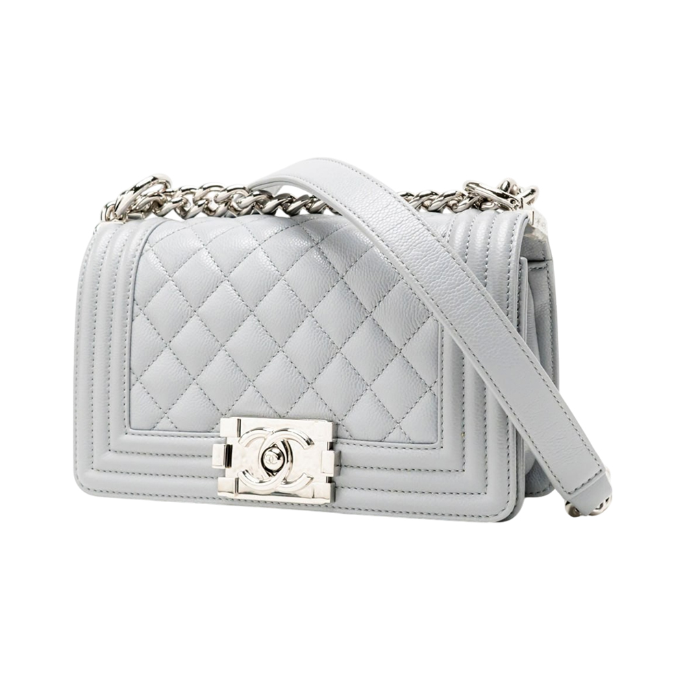 Chanel Boy Small Grey Caviar Shw –