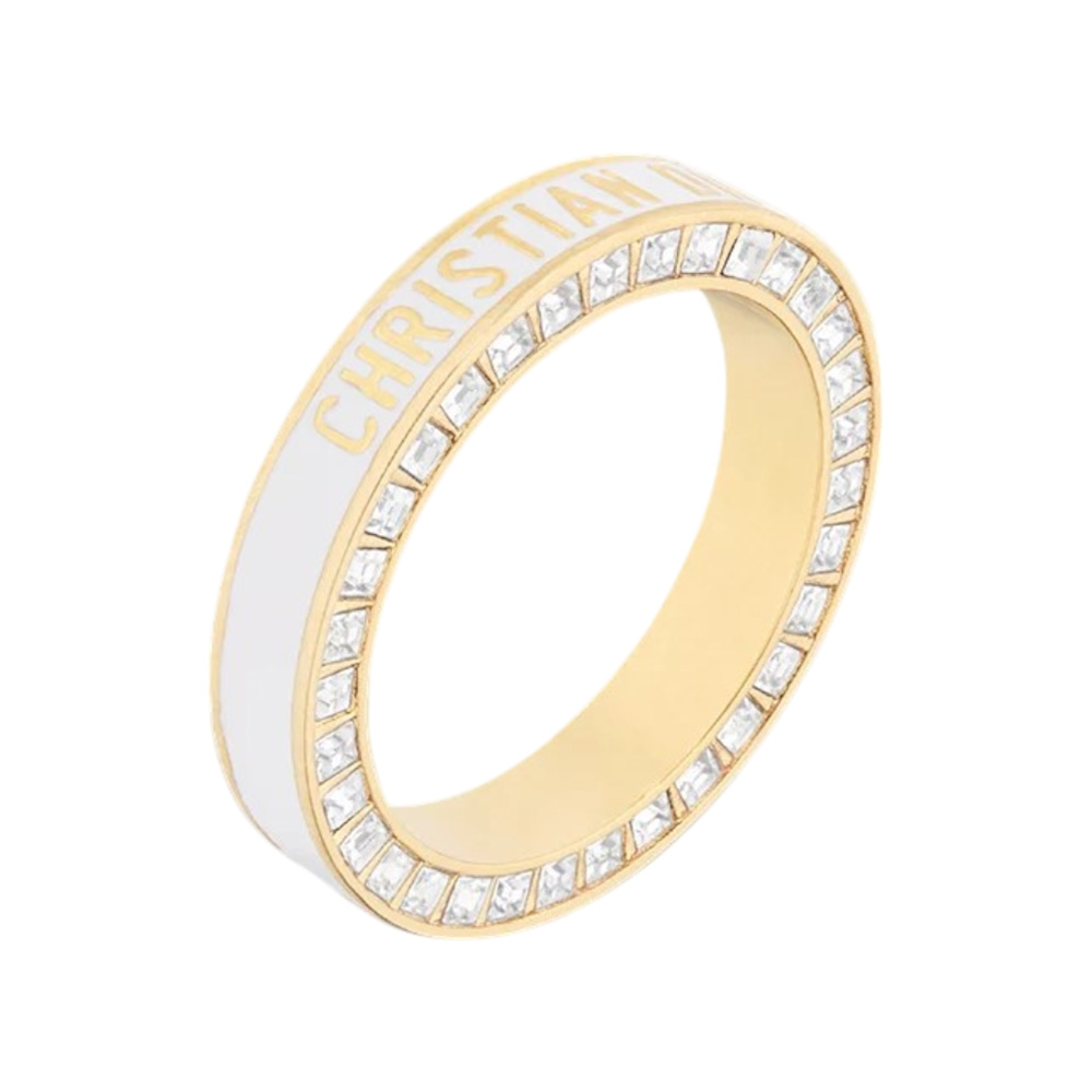Christian Dior code リング ゴールド/ホワイト Dior Night Code Ring Gold-Finish Metal, White Crystals and