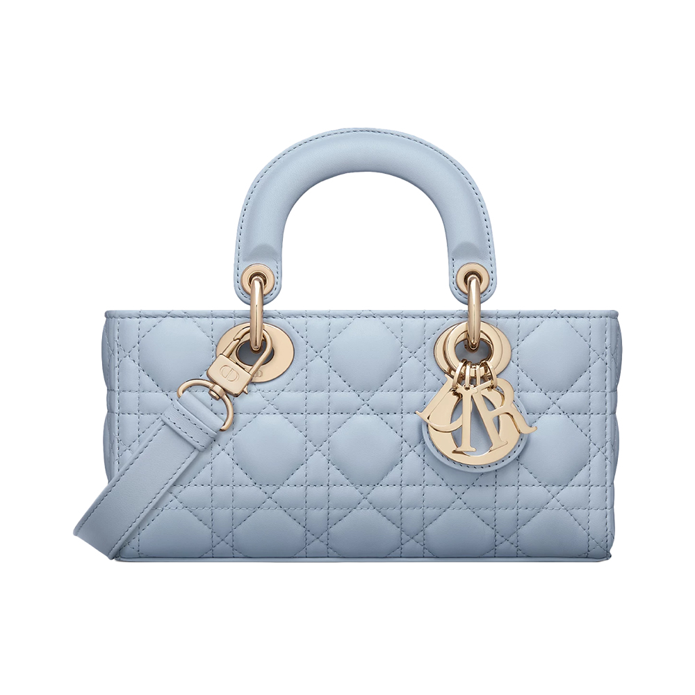 Christian Dior Small Lady D-Joy Top Handle Bag Pale Blue Cannage
