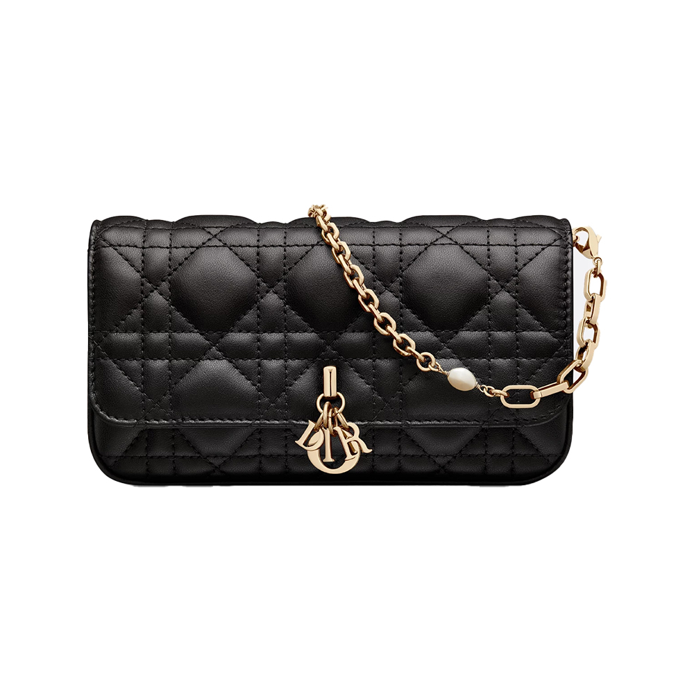 Christian Dior My D Talk Phone Pouch Cannage Lambskin Black – voilà.id