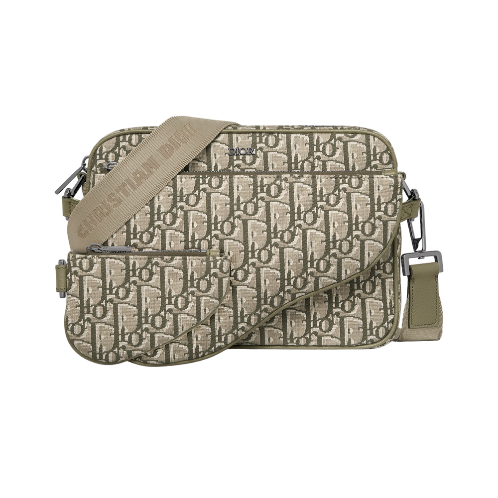 Christian Dior Saddle Triple Pouch Oblique Jacquard Khaki – voilà.id