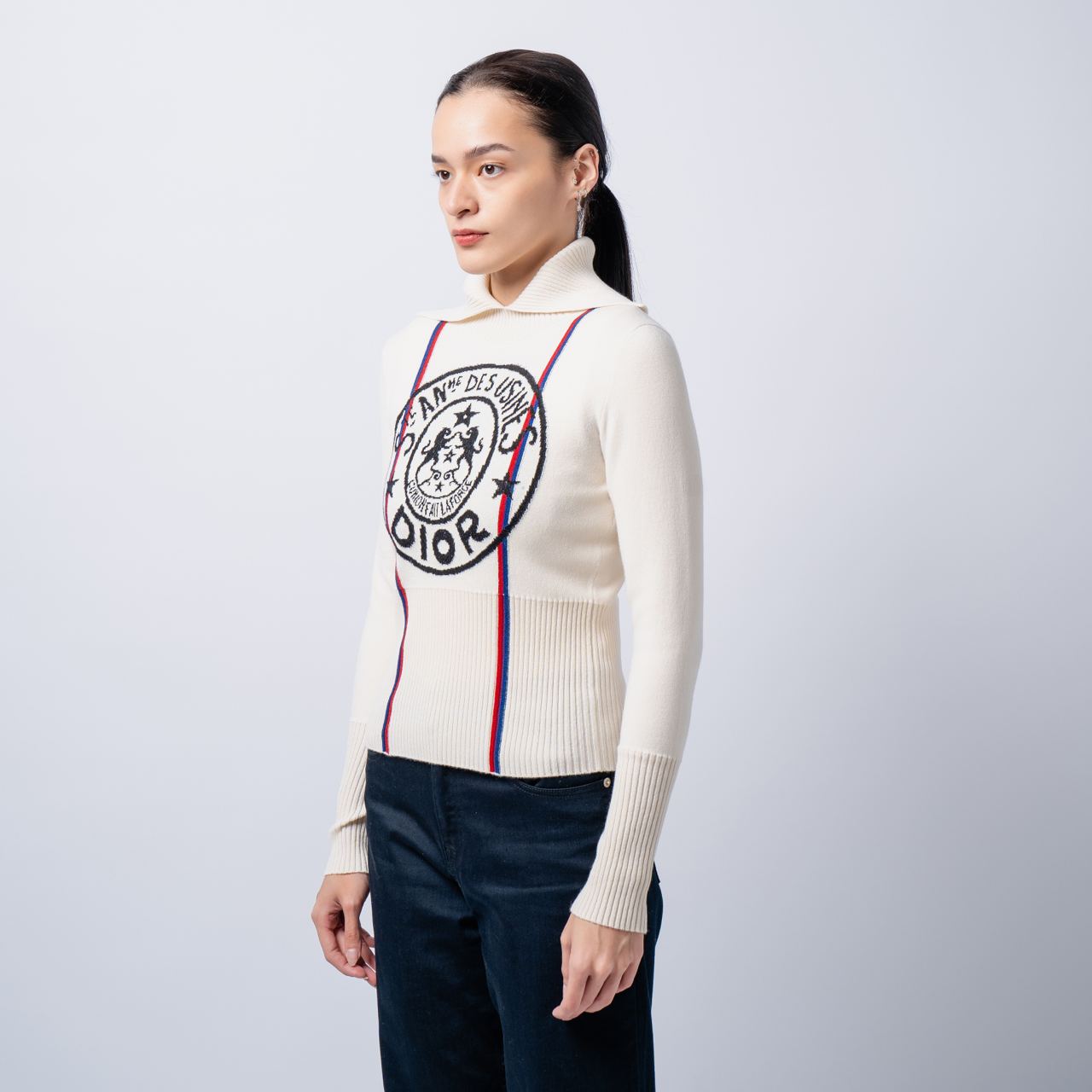 Christian Dior D'Alps Stand Collar Sweater White – voilà.id