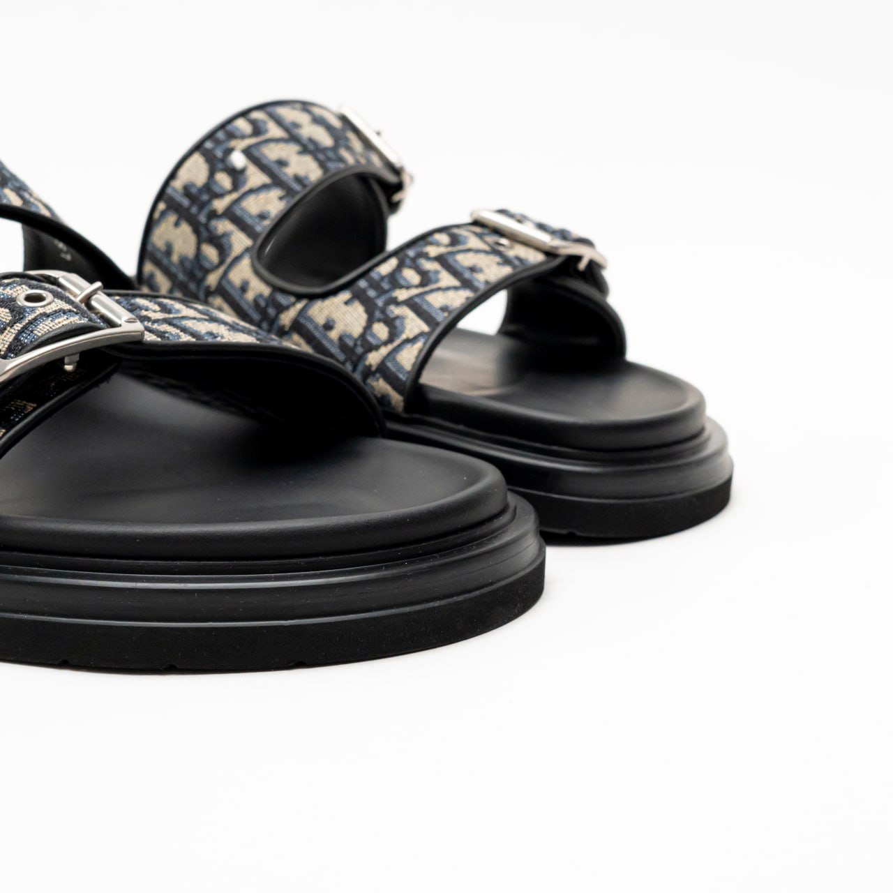 Christian Dior Aqua Oblique Jacquard Sandal Black Beige Blue