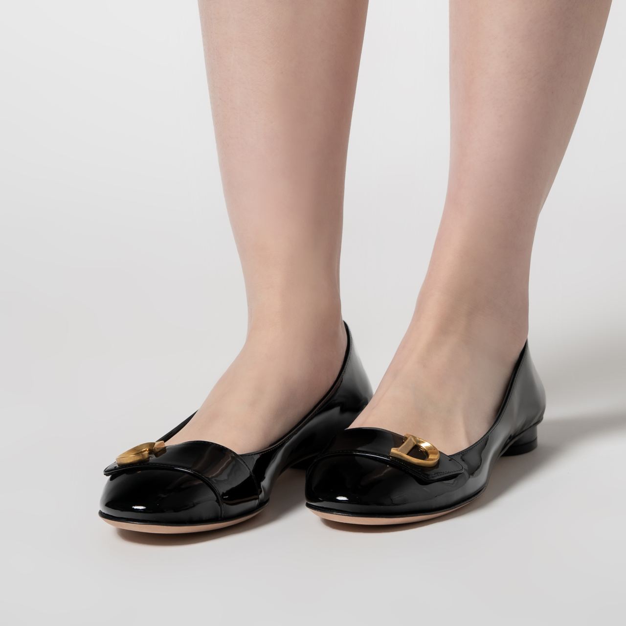 Christian Dior C'est D Ballet Flat Black Patent Calfskin