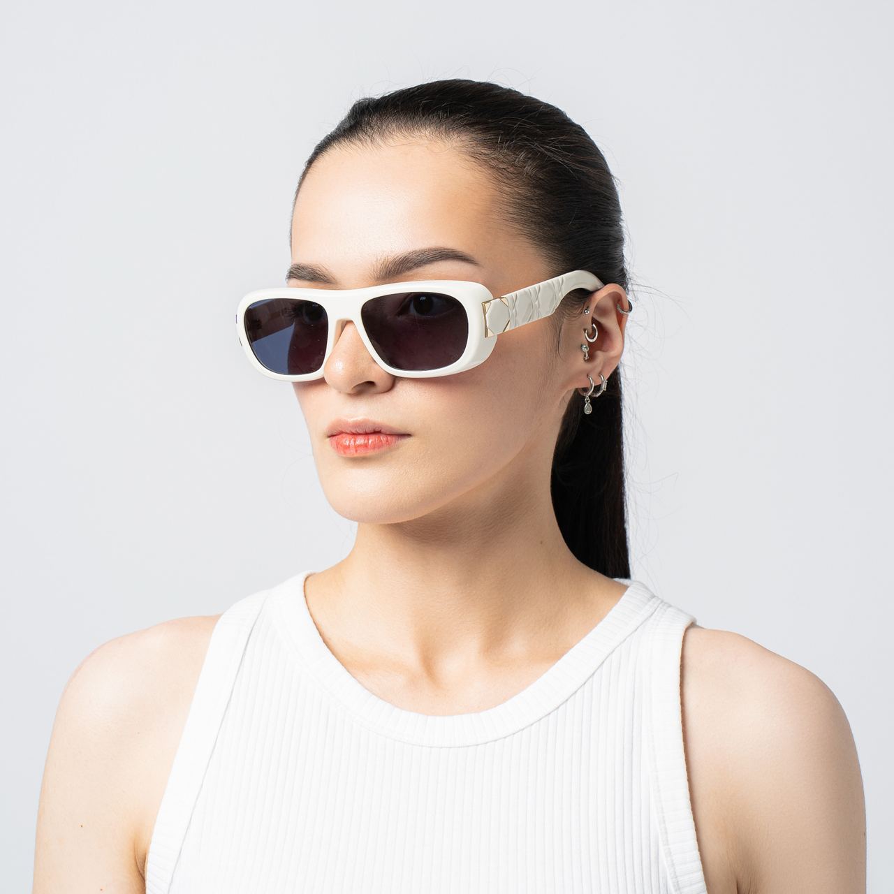 Christian Dior Lady 95.22 S1I White Rectangular Sunglasses 