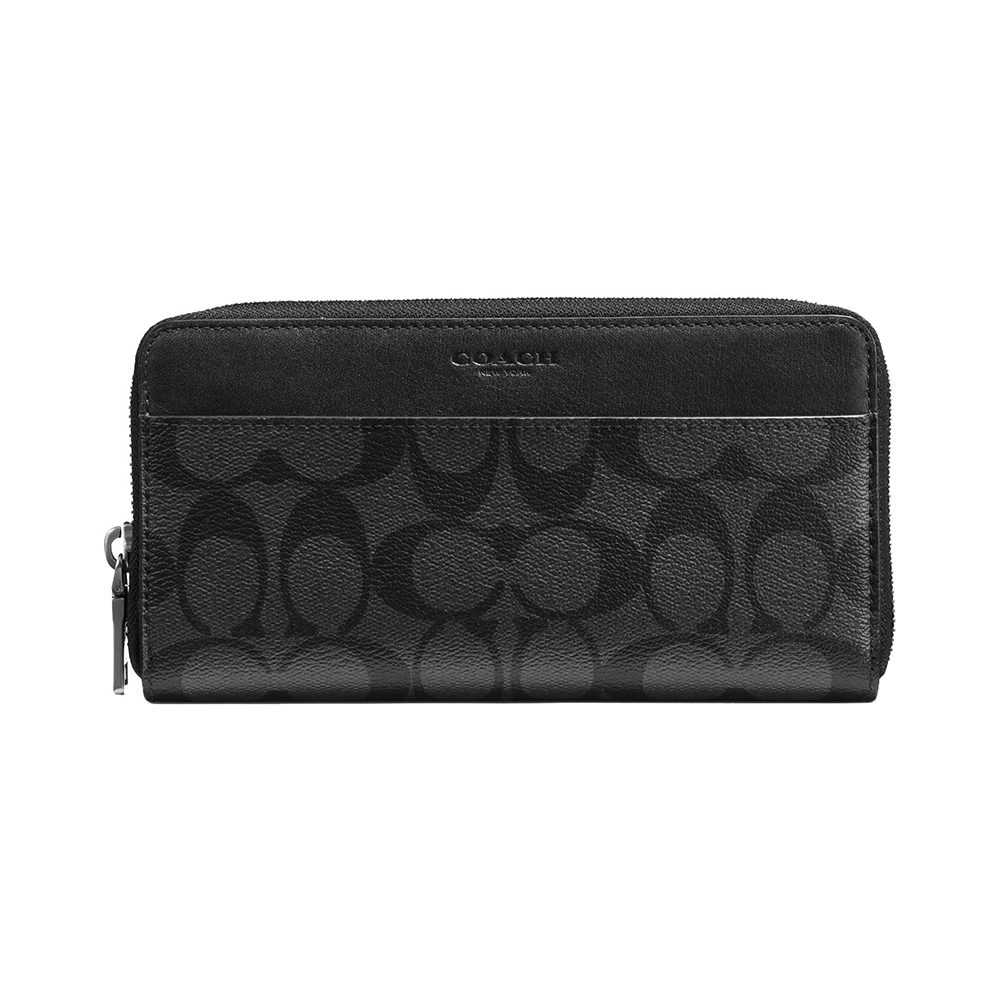 Coach Accordion Long Wallet Signature Charcoal Black – voilà.id