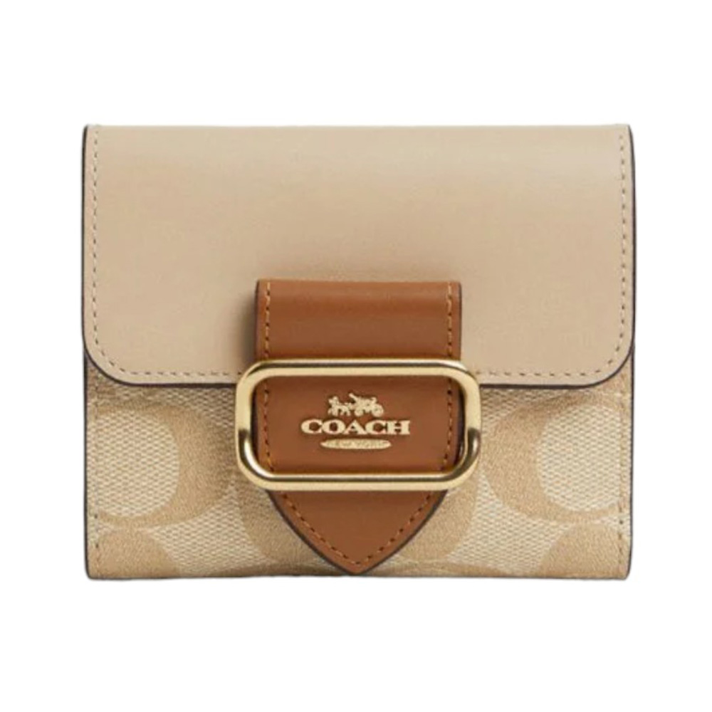 【COACH】Morgan SG Half-Wallet ★送料関税込★追跡可能★ Coach Morgan Small Wallet Blocking Signature Light Khaki