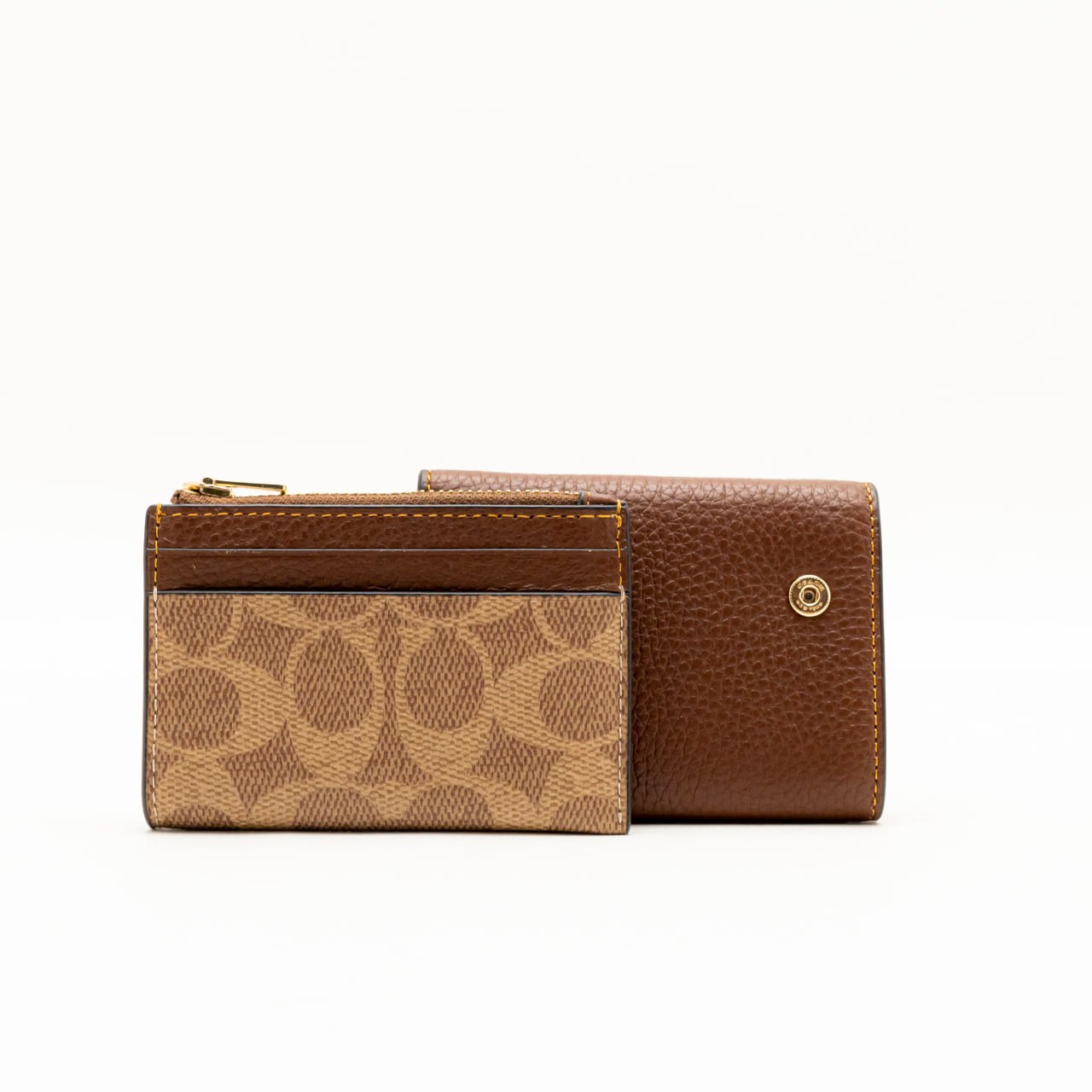 Card Holder Trifold Wallet In Signature Canvas Tan Brown