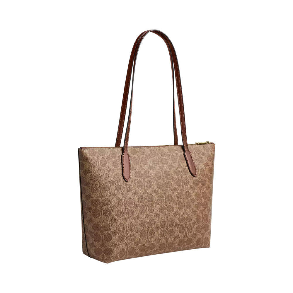 COACH Signature Zip Top Tote Bag A4 PVC Coach Zip Top Tote In 