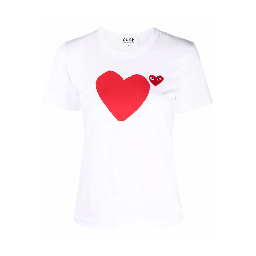 Side Heart Logo T-Shirts(White)◆OAFISH◆ Comme Des Garçons Play heart-print Cotton T-shirt | White