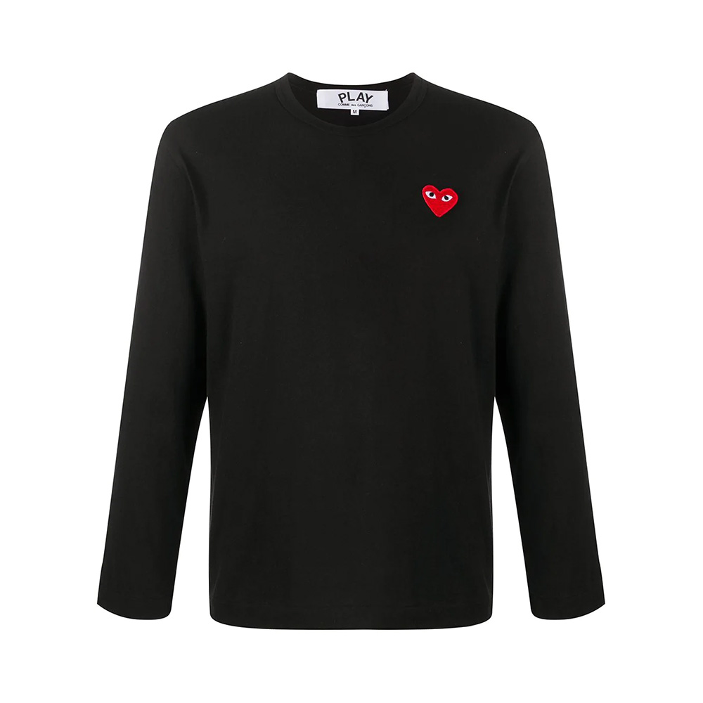 Comme Des Garcons Heart Patch Long Sleeves T-Shirt Black Man