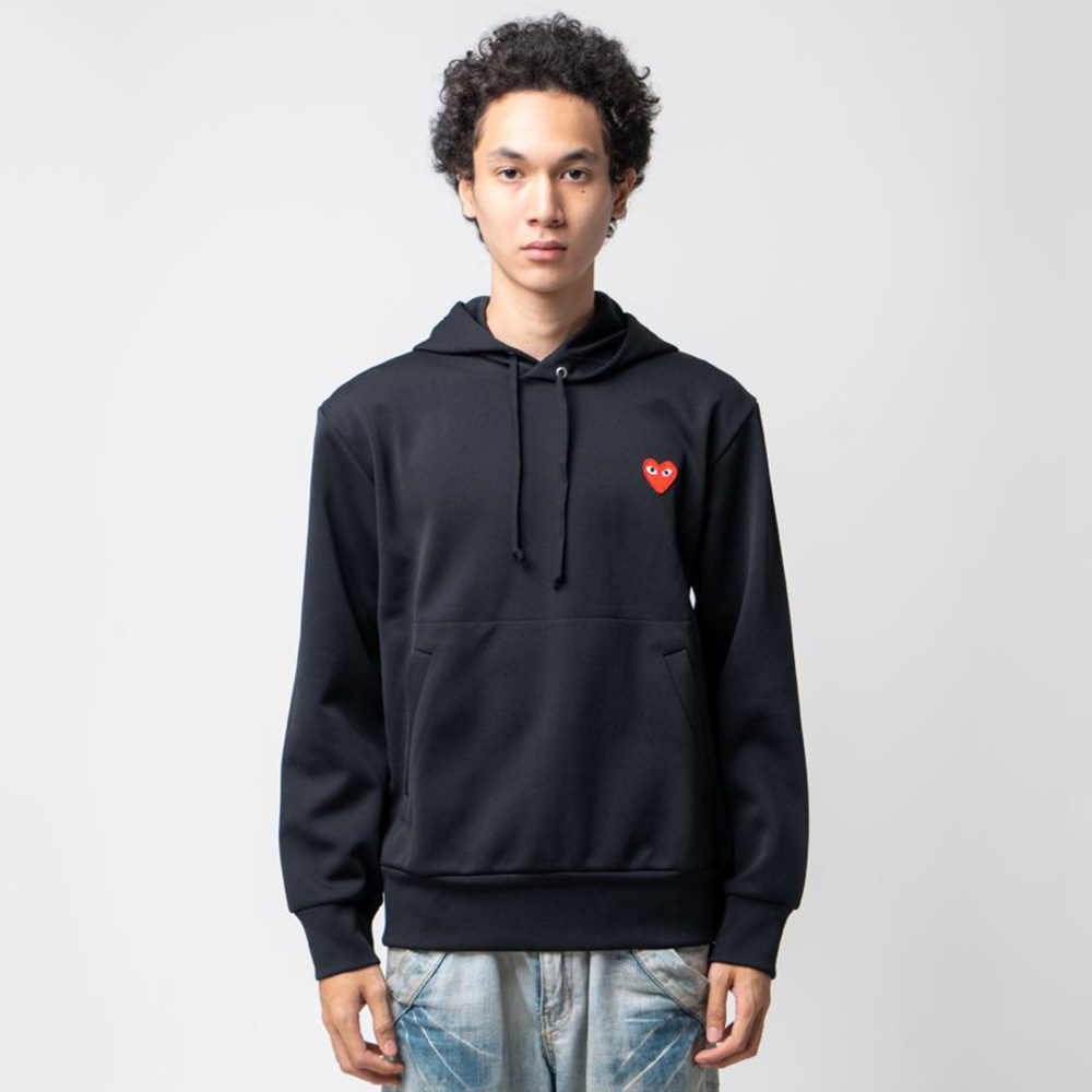 HTH heart logo hoodie RED 赤 red-hoodie-with-embroidered-