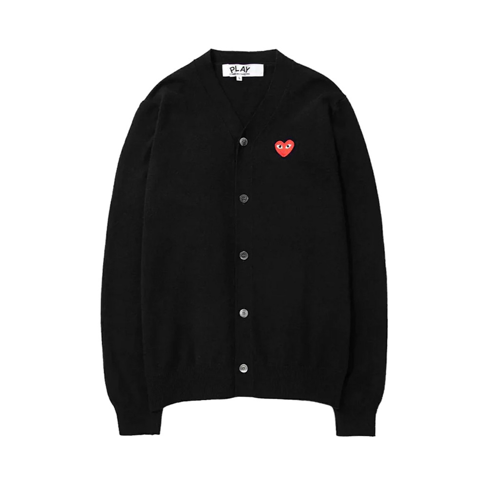 COMME des GARÇONS PLUS カーディガン L ダークグレー PLAY V-Neck Cardigan Black Emblem (Light Grey) – COMME des