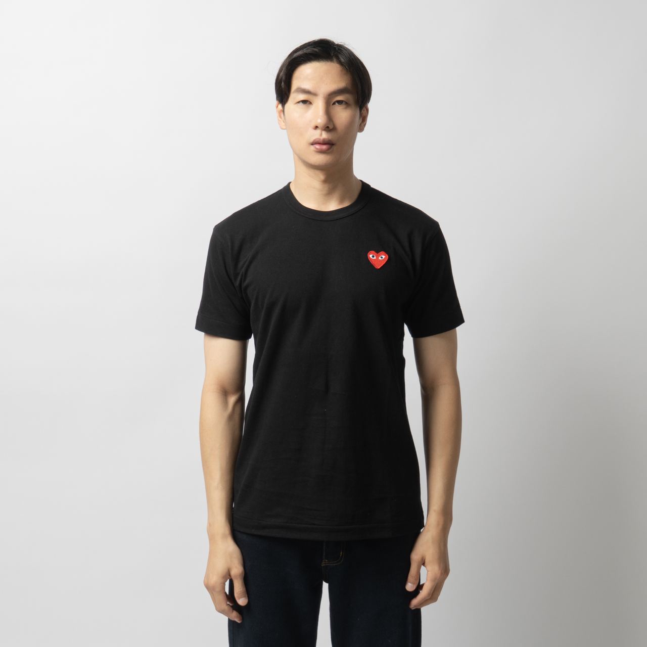 Comme Des Garcons Red Heart Patch T-Shirt Black Man – voilà.id