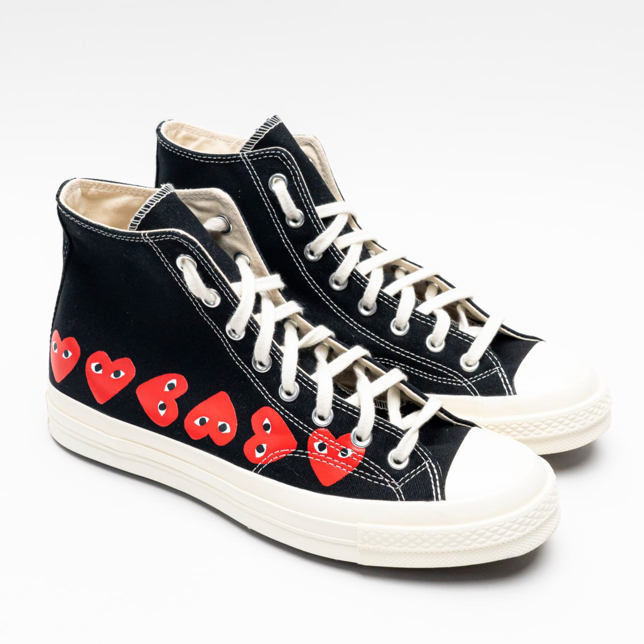 Comme Des Garçons Multi Heart Logo High Top Sneakers Black