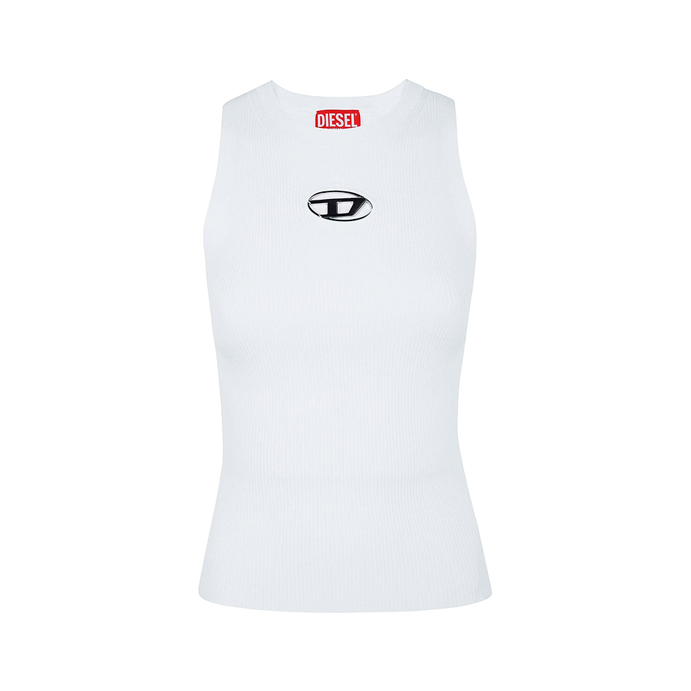 Tシャツ・カットソー DIESEL M Cadix Sleeveless T-shirt White A174500DLAX100 A1745 Women's T-shirt with embroidered Oval D | White | Diesel