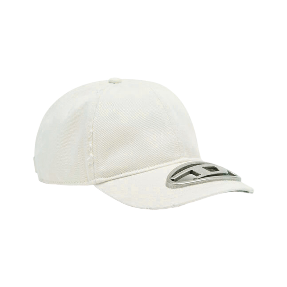 Diesel C-Beast-A1 Baseball Cap with Metal Oval D Plaque White