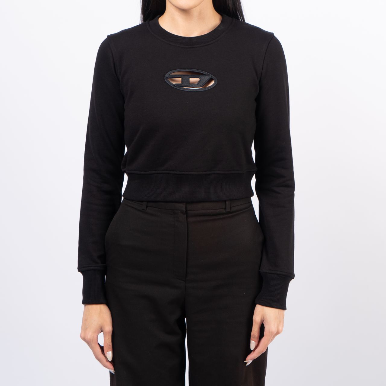 Diesel F-Slimmy-Od Cropped Sweatshirt with Cut Out Logo