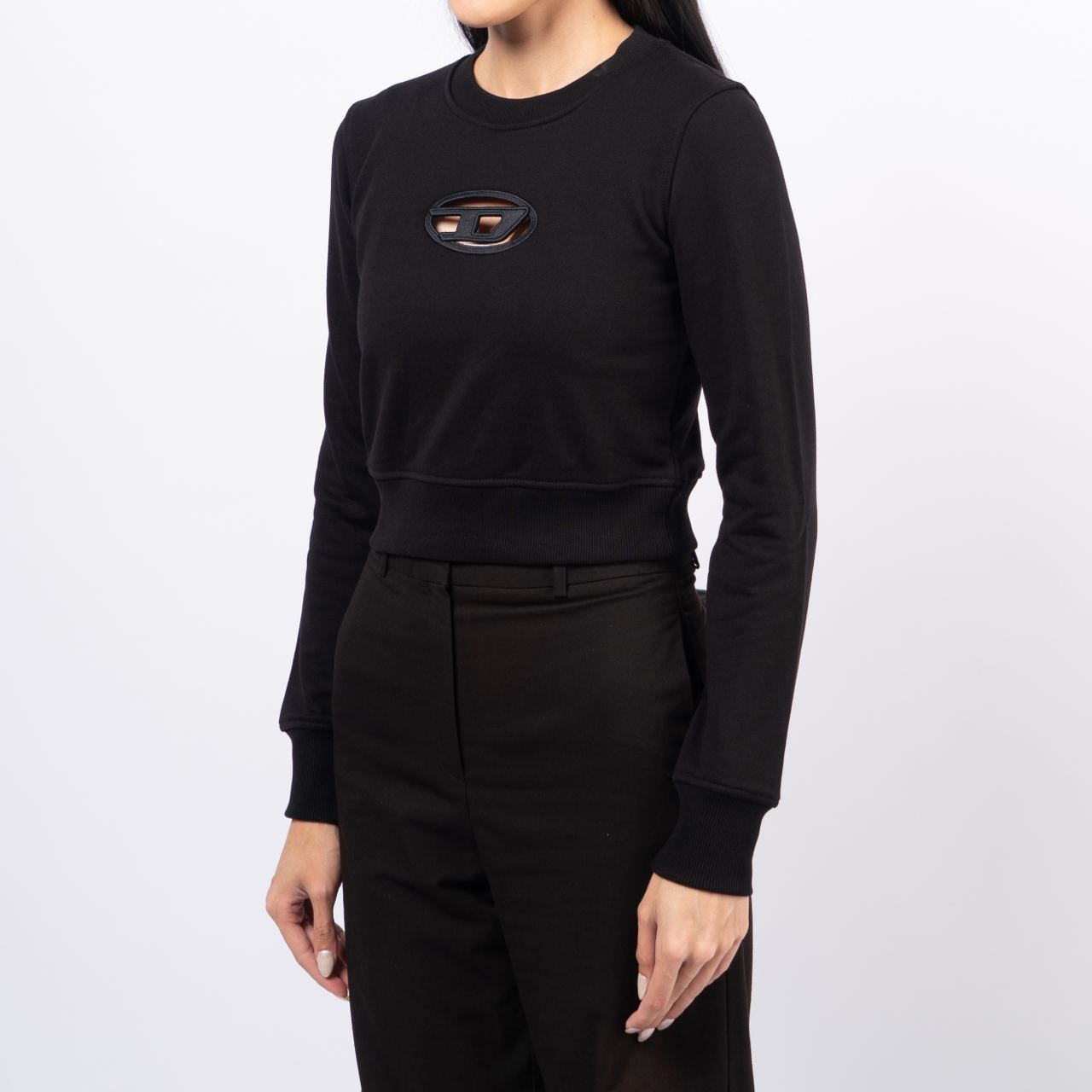 Diesel F-Slimmy-Od Cropped Sweatshirt with Cut Out Logo