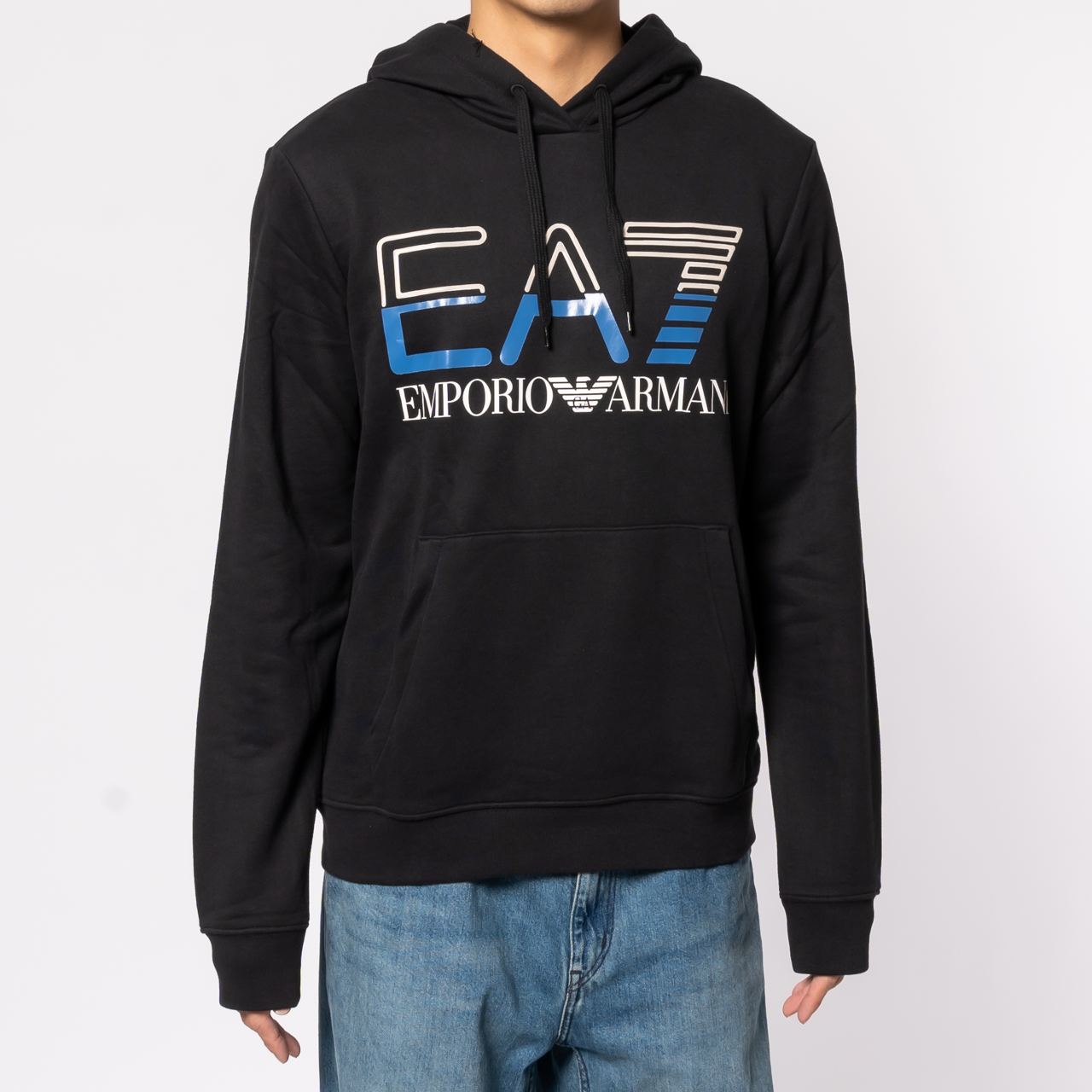 【EMPORIO ARMANI】 ★ Men's Pixel Knitted Hoodie ★ BLUE EMPORIO ARMANI】 ☆ Men's Pixel Knitted Hoodie ☆ BLUE
