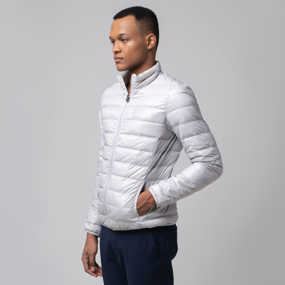 EA7 Emporio Armani ダウンベスト ホワイト EA7 (Emporio Armani) Zipped Padded Jacket Light Grey – voilà.id