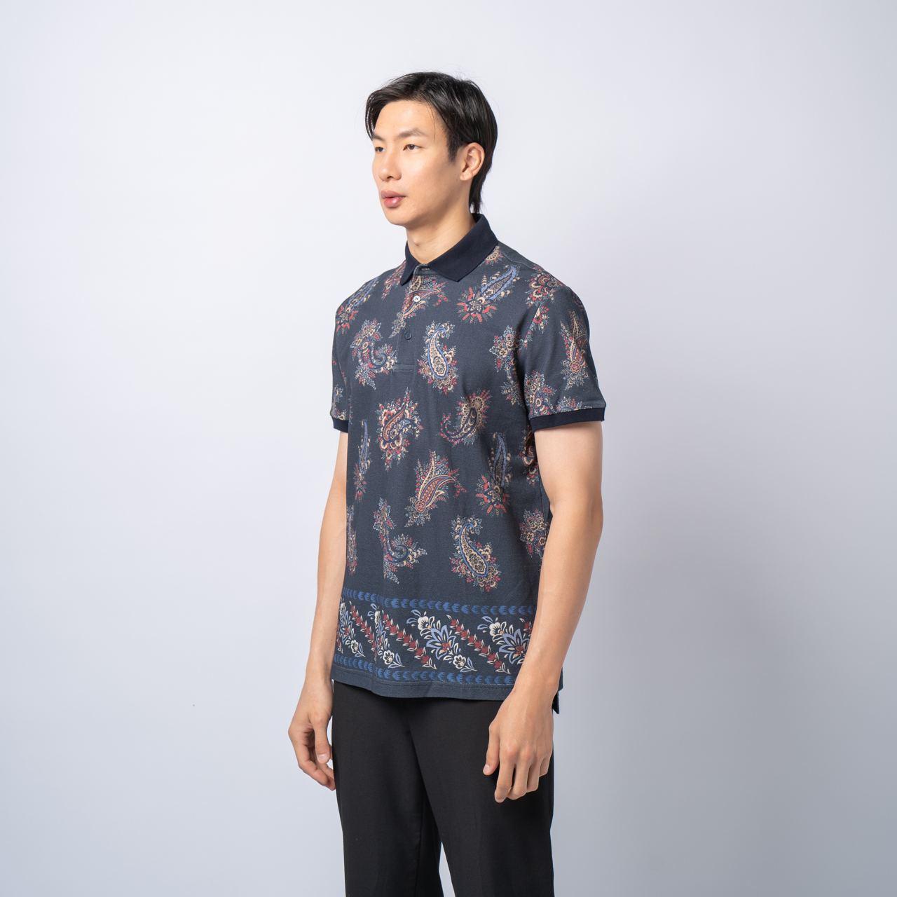 Tシャツ・カットソー ETRO POLO SHIRT WITH PEGASUS EMBROIDERY ETRO Mens Pegaso Embroidered Polo Shirt White Red Details