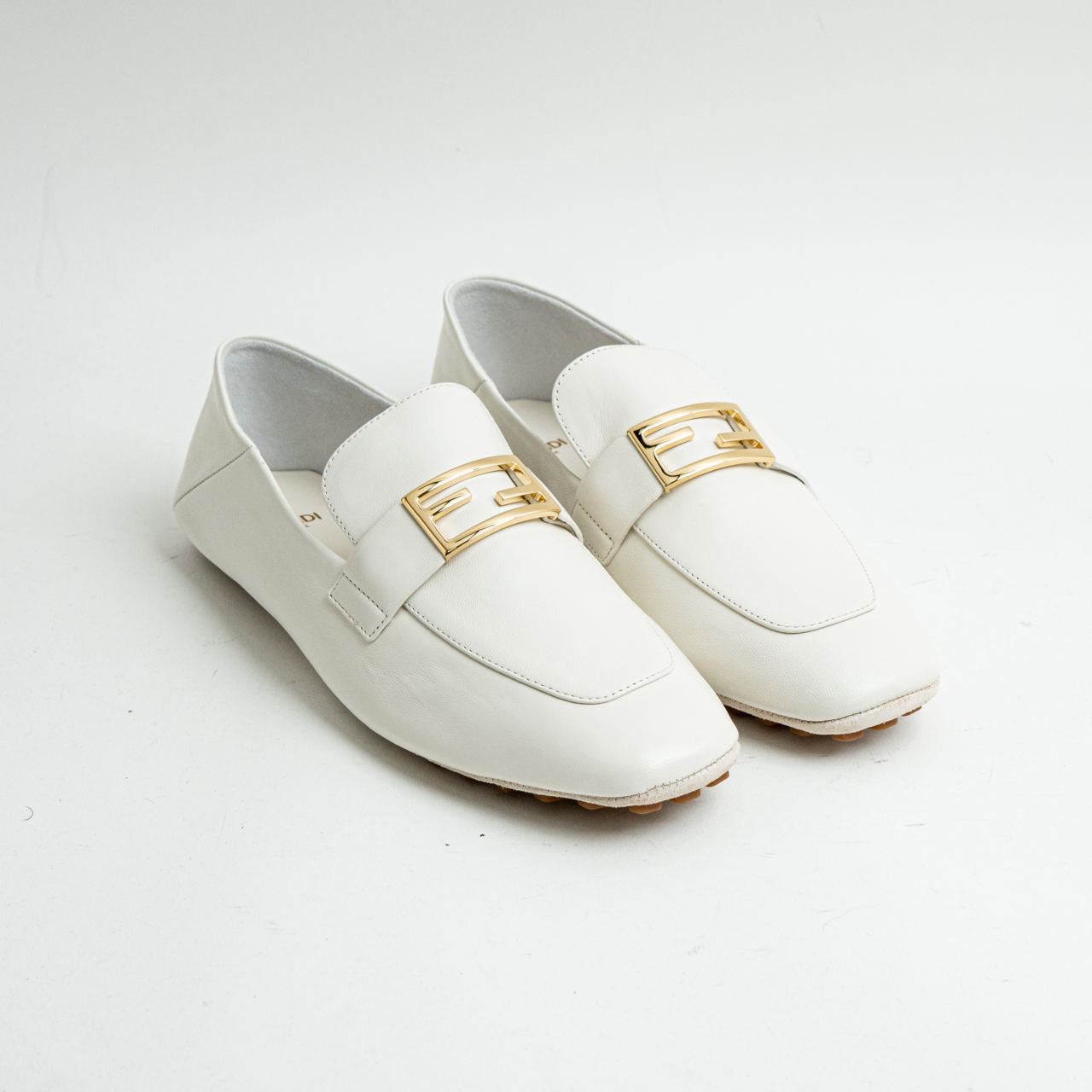 Fendi FF Baguette Leather Loafers White Ghw – voilà.id