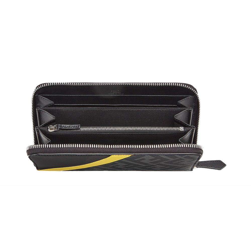 Fendi FF Zip Around Fabric Leather Wallet Gray – voilà.id