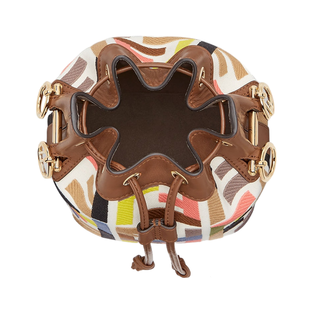 Fendi Mini Mon Tresor FF Logo Embroidered Leather Multicolor