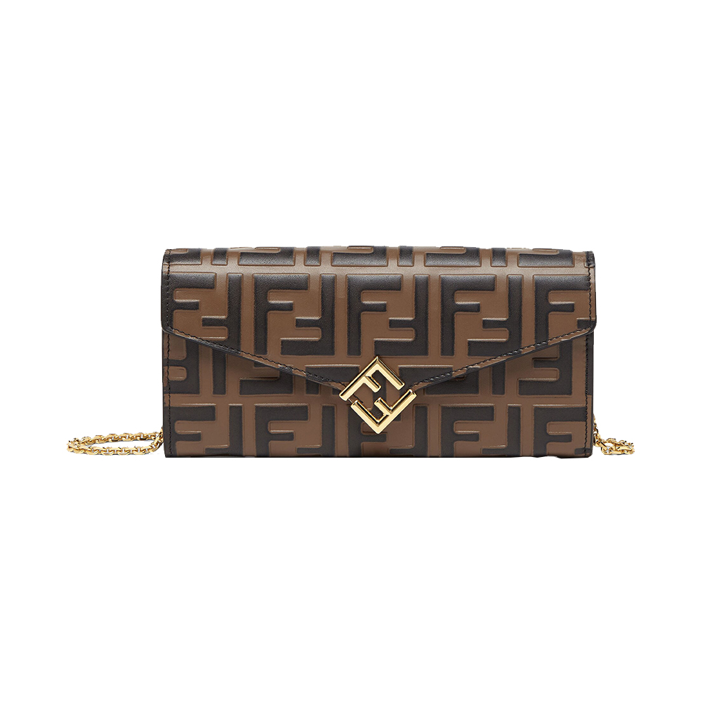 長財布 FENDI CONTINENTAL \"FF DIAMOND\" WALLET (8M0365 AUNJF1SKL) FF Diamonds Continental With Chain Leather Brown | Fendi