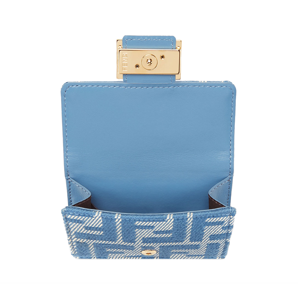 折りたたみ財布 Fendi Micro Trifold Baguette Wallet In Jacquard Ff Denim Eff Fendi Baguette FF Jacquard Micro Trifold Wallet Blue Denim