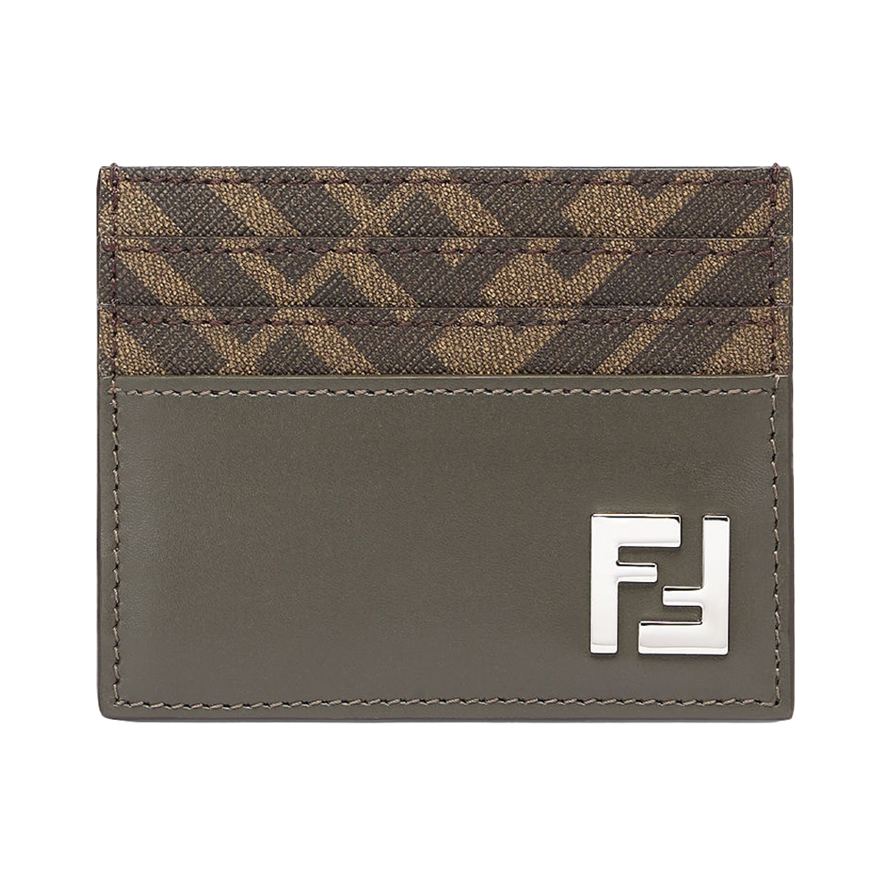 ★関税込★FENDI★FF Motif Calskin Card Holder Brown★ FF Squared Card Holder Leather Brown | Fendi