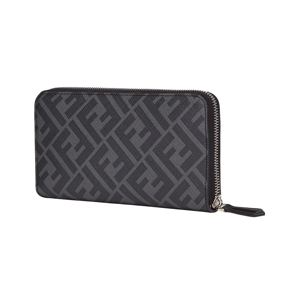 Fendi FF Zip Around Fabric Leather Wallet Gray – voilà.id