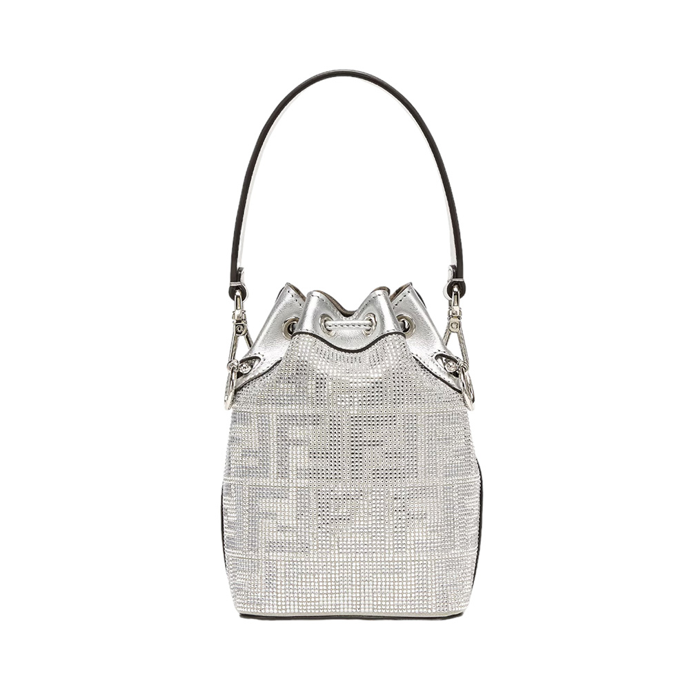 Fendi Mini Mon Tresor Leather with Crystal FF Motif Silver