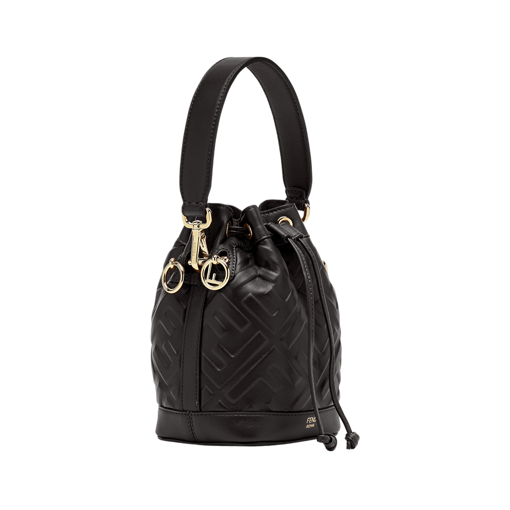 Fendi Mini Mon Tresor FF Motif Bucket Bag Leather Black Fendi Mini Mon Tresor FF Motif Bucket Bag Leather Black