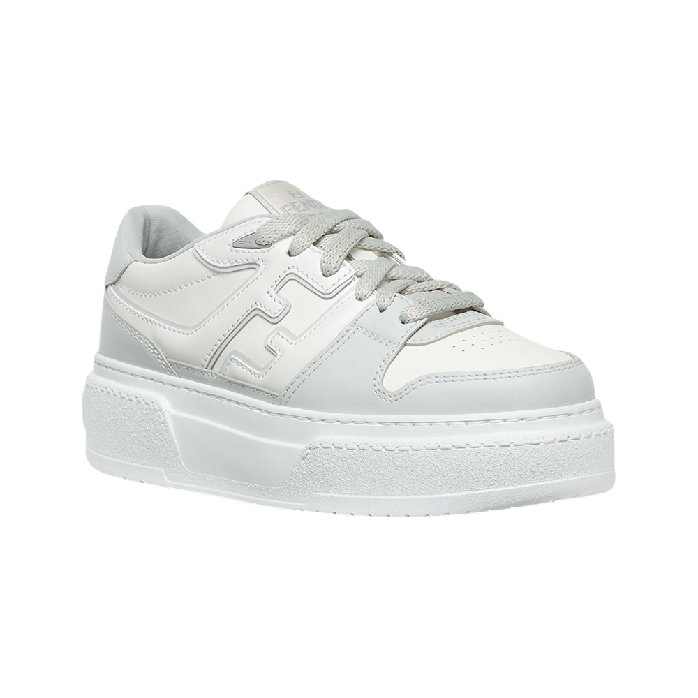 美品] FENDIマッチ ホワイトレザー＆メッシュプラットフォームロー