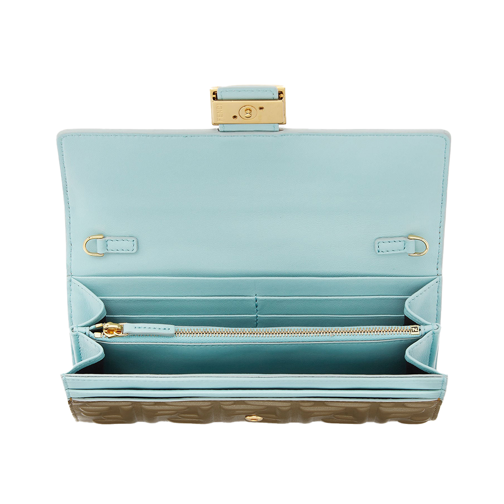 長財布 FENDI PASTEL GREEN NAPPA LEATHER BAGUETTE WALLET Wallet On Chain Baguette Leather Green | Fendi