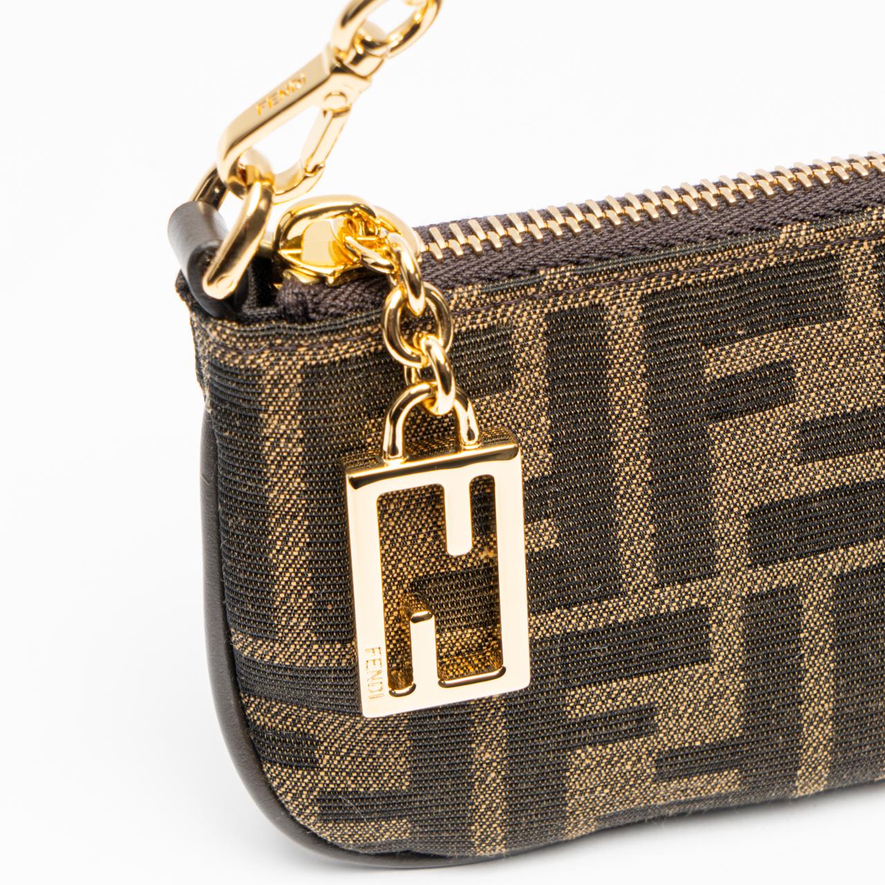 Fendi Baguette Pouch Mini FF Jacquard Fabric Tobacco Brown – voilà.id
