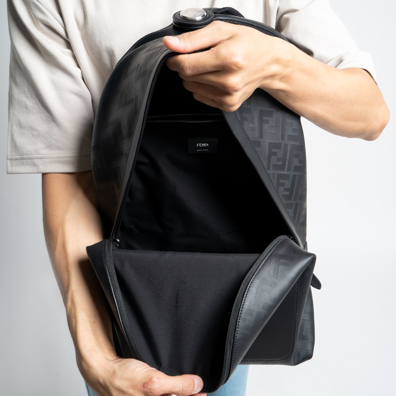 Fendi ◆ Chiodo Diagonal Medium Backpack Fendi Diagonal Fendi Chiodo Medium Fabric Brown | Fendi