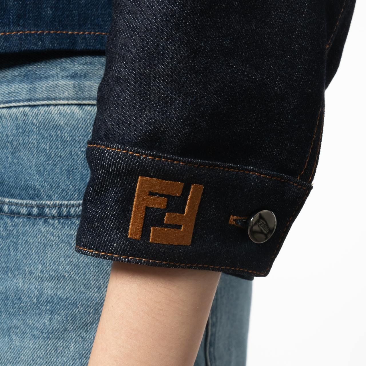 Fendi Two-Tone Denim Cropped Jacket Blue – voilà.id