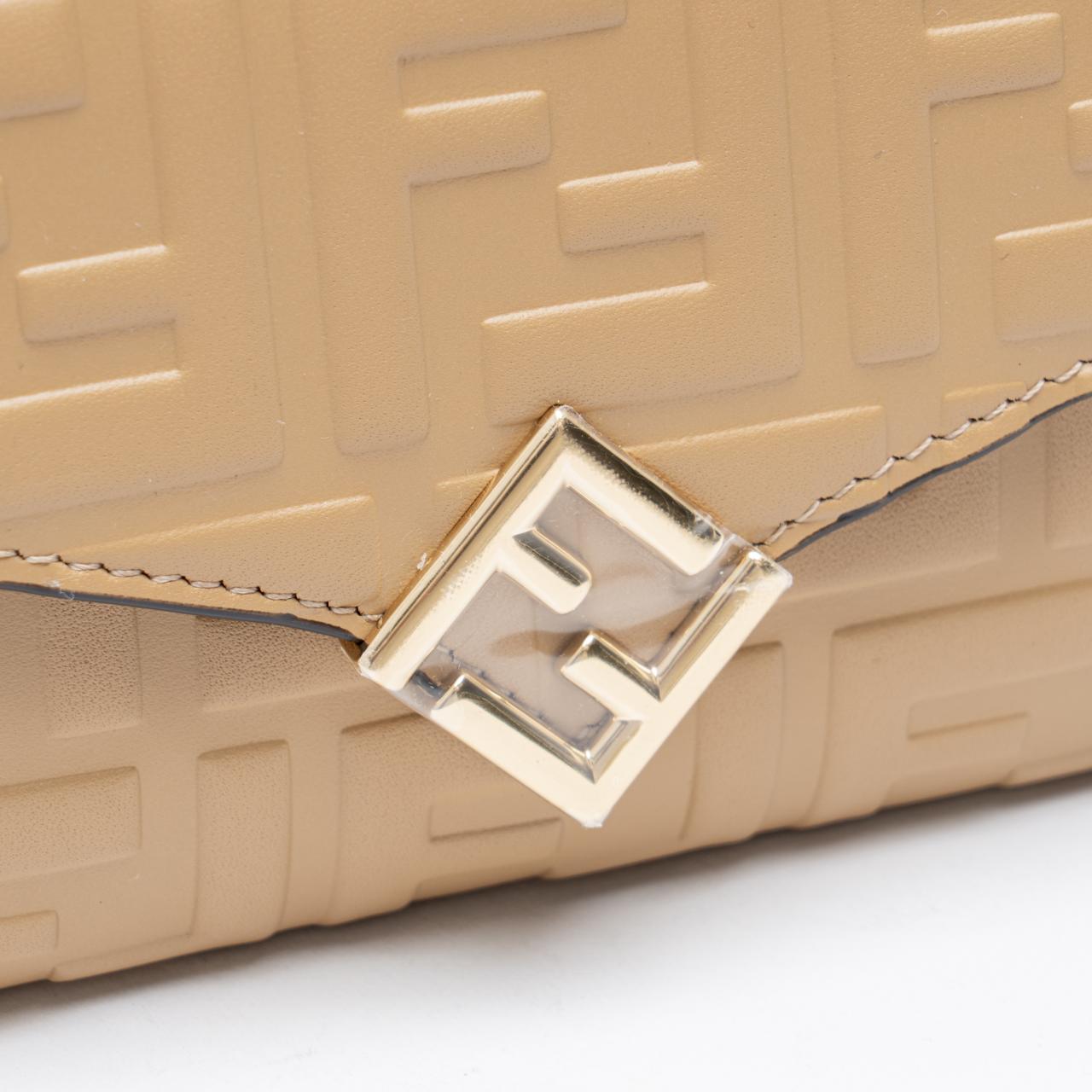 Fendi FF Diamonds Embossed Continental Wallet On Chain Brown