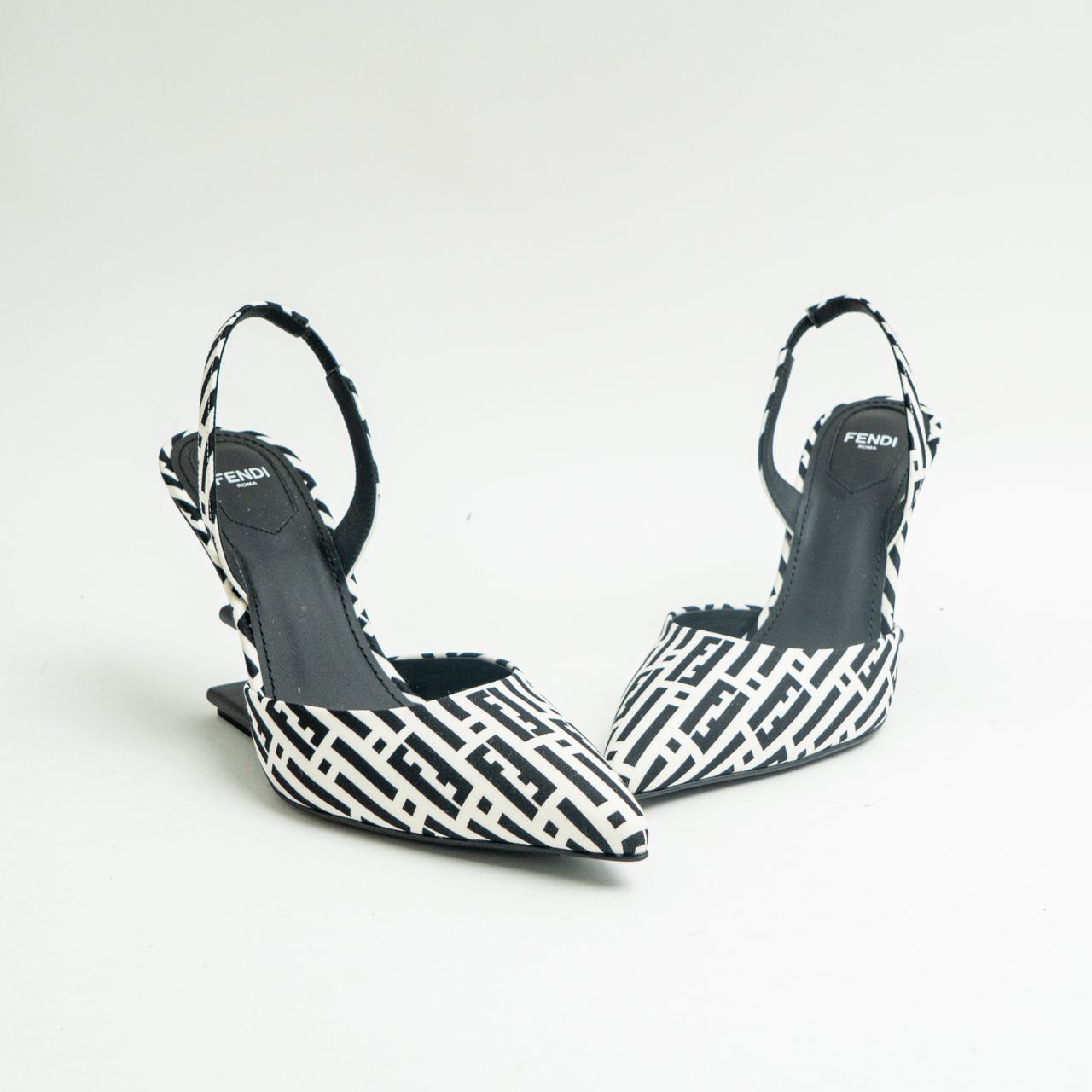 Geometric Pattern 90 Stiletto Heels Black White
