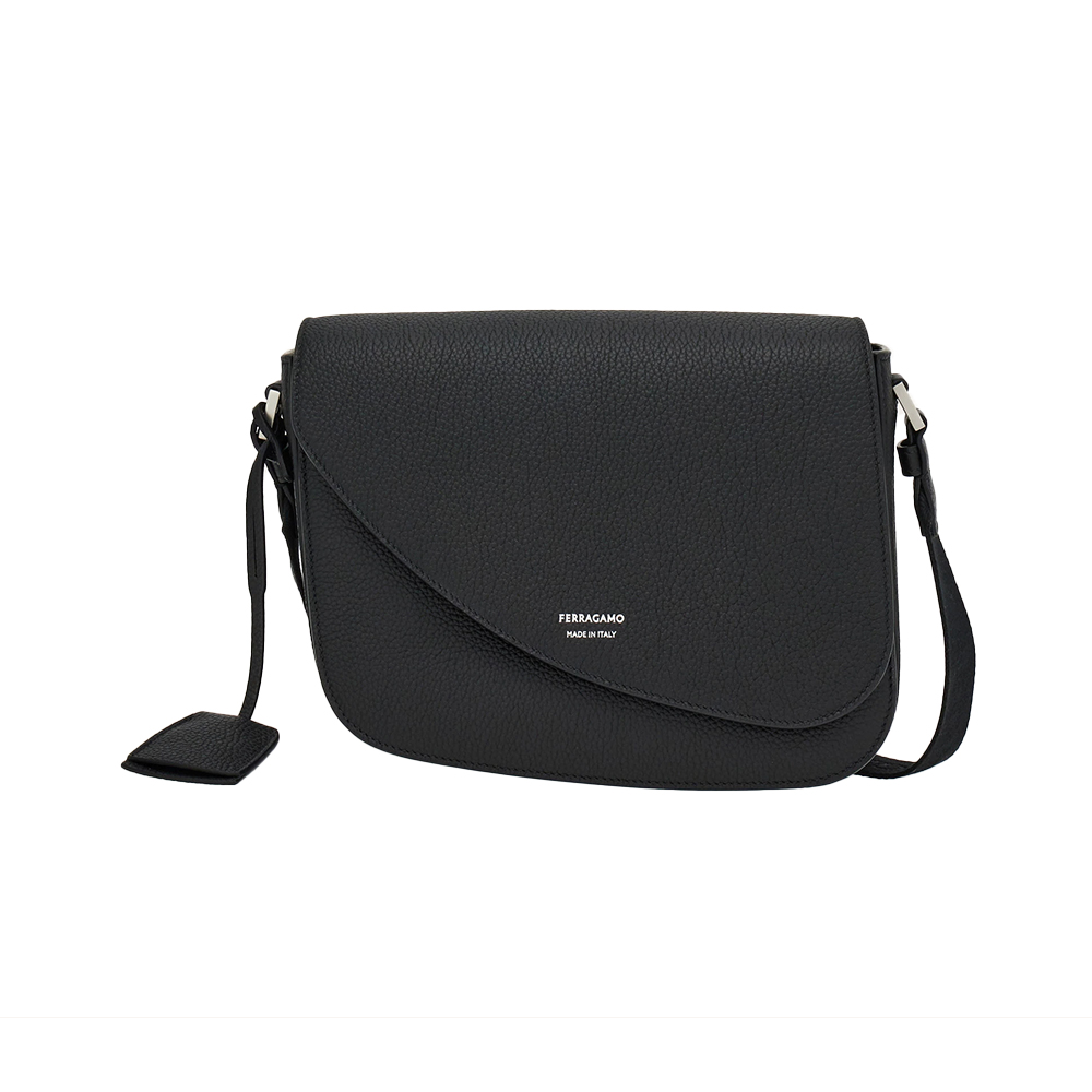 FERRAGAMO_Fiamma ショルダーバッグ (23x18x8cm) Ferragamo Fiamma Medium Crossbody Bag Hammered Calfskin
