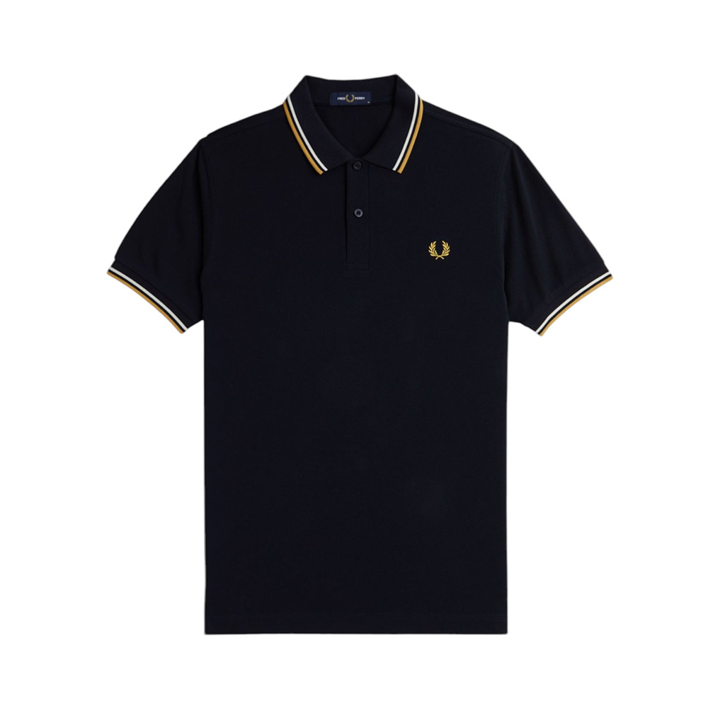 Fred Perry Twin Tipped Polo Shirt Navy/Ecru/Honeycomb –
